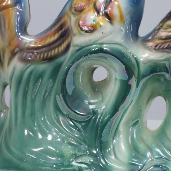 Italian Ceramic Sculpture with two Peacocks, 1960s hand-painted - Image 5